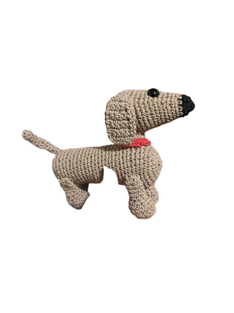 Perro Salchicha caramelo 12 cm, Amigurumi
