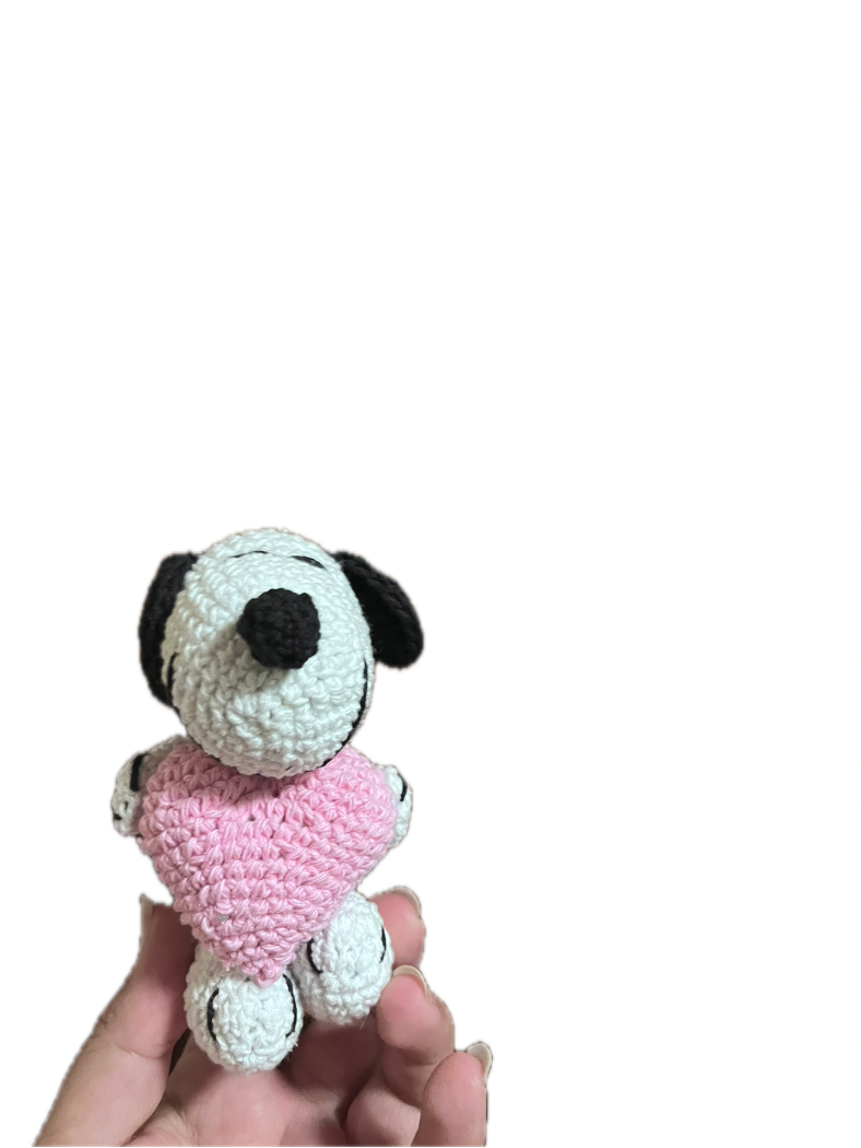 Snoopy Amor (rosa) 11 cm , Amigurumi
